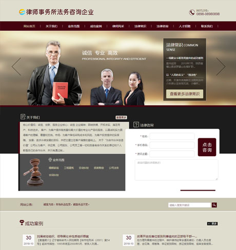 财务管理法律政府棕色律师事务所法务咨询营销型企业网站模板