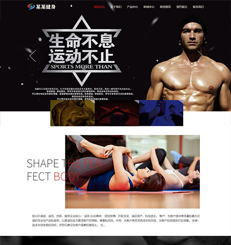 健身体育运动器材黑白响应式健身塑型企业营销型企业网站模板