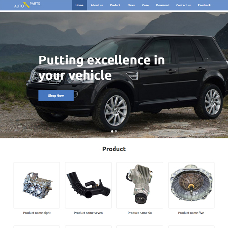 营销外贸商城双语蓝色汽车配件外贸响应式英文营销型企业网站模板